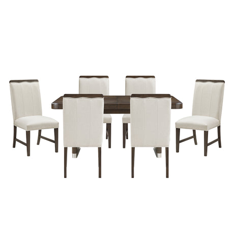Clara Brown/Beige 7-Piece 85" Rectangular Dining Room Set from Homelegance - Luna Furniture