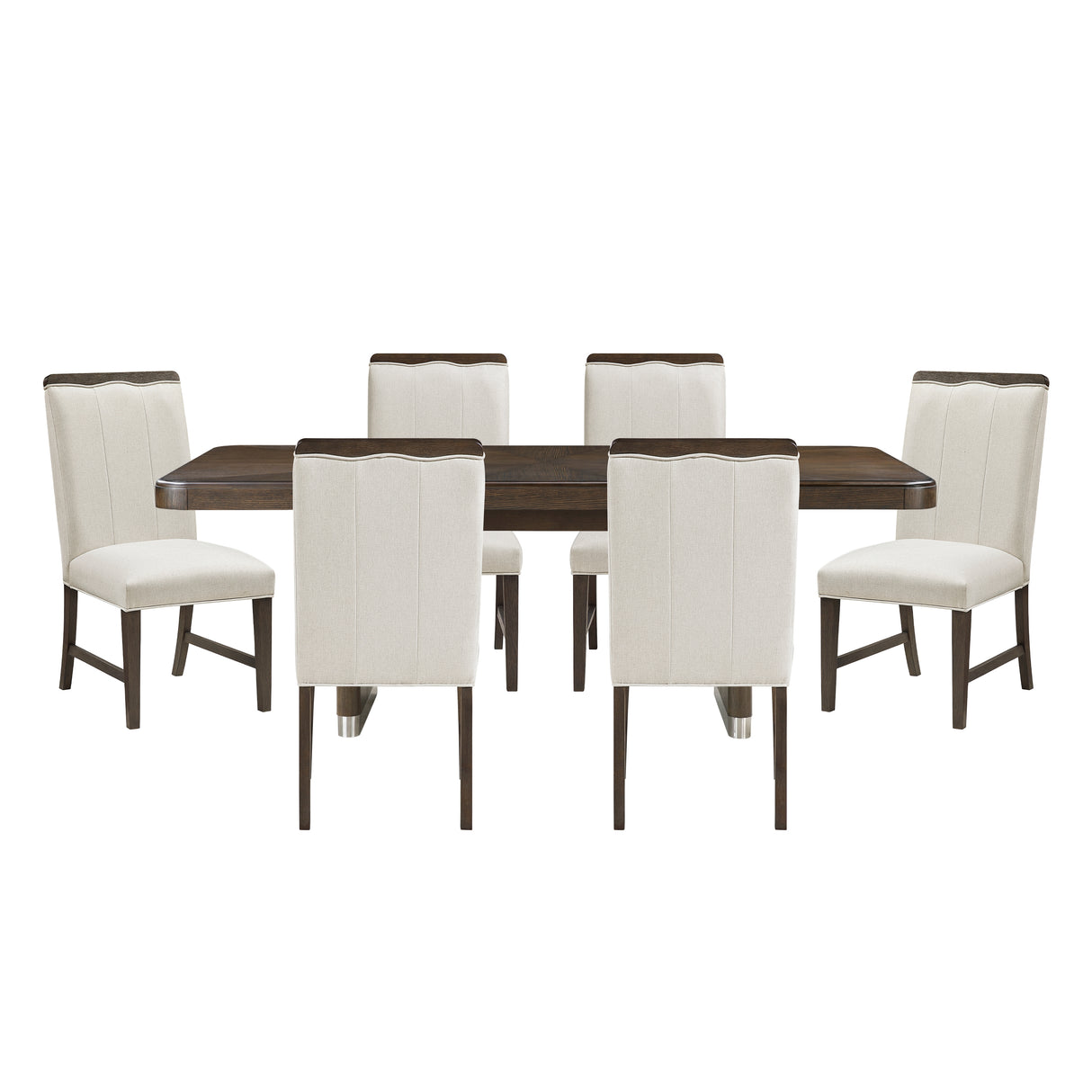 Clara Brown/Beige 7-Piece 85" Rectangular Dining Room Set from Homelegance - Luna Furniture