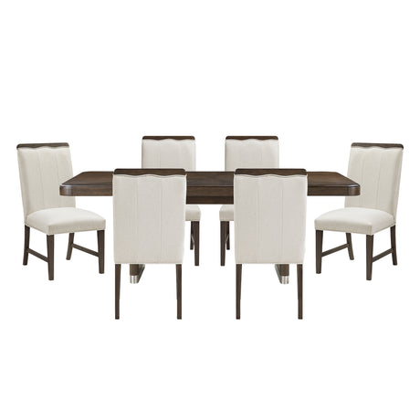 Clara Brown/Beige 7-Piece 85" Rectangular Dining Room Set from Homelegance - Luna Furniture