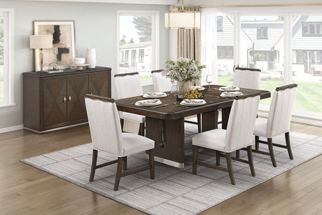 Clara Brown/Beige 7-Piece 85" Rectangular Dining Room Set from Homelegance - Luna Furniture