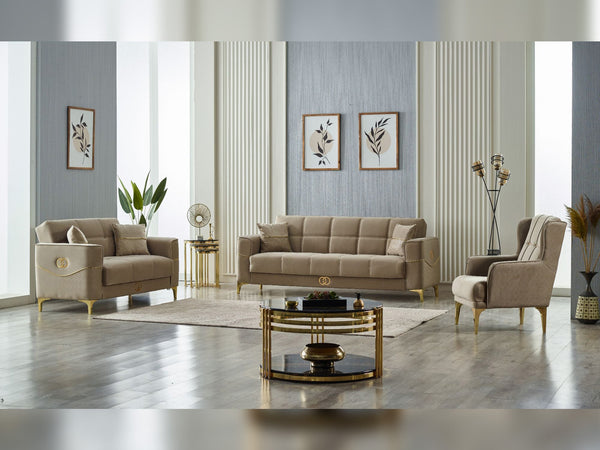 Clara 3-pieces (Sofa & Loveseat & Chair) Livingroom Set in Beige