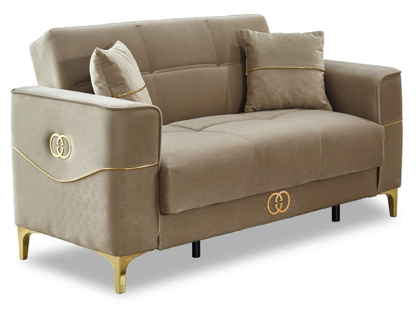 Clara Convertible Loveseat in Beige