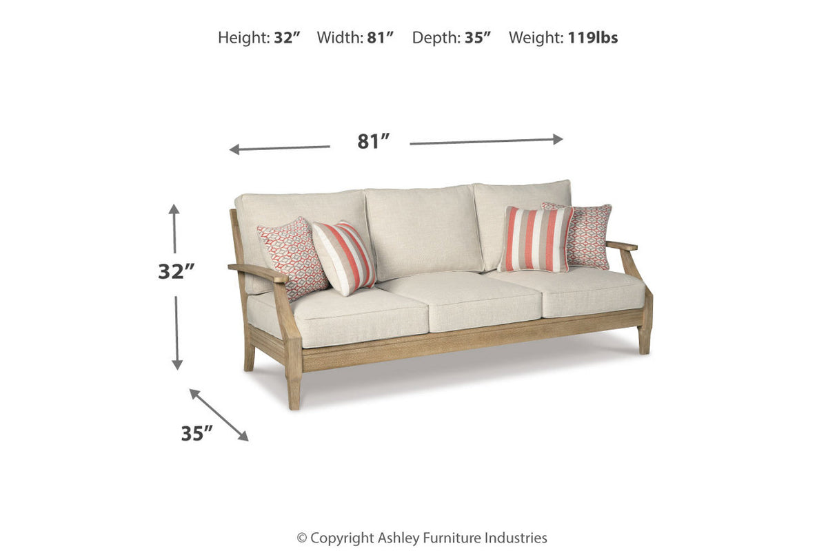 Clare View Beige Outdoor Sofa, Loveseat and Lounge Chair from Ashley Furniture - Luna Furniture
