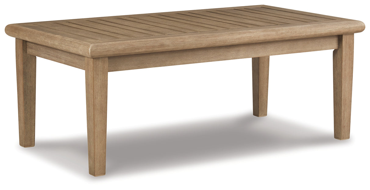 Clare View Outdoor Sofa with Coffee Table in Beige from Ashley Furniture - Luna Furniture