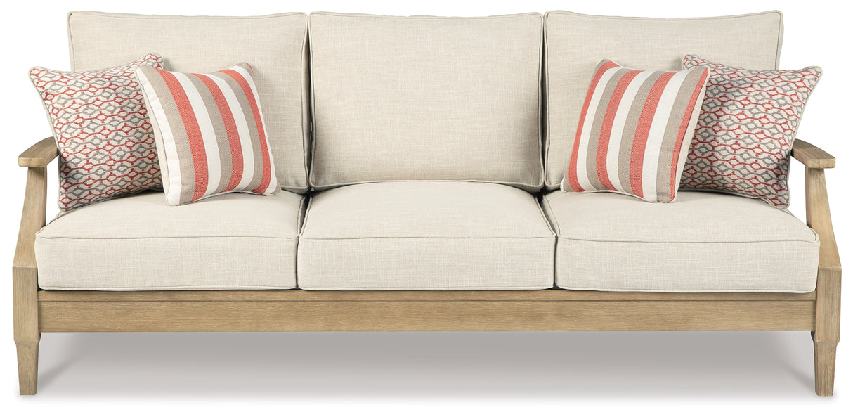 Clare View Outdoor Sofa with Coffee Table in Beige from Ashley Furniture - Luna Furniture