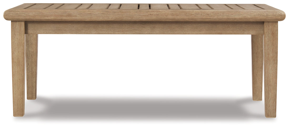 Clare View Outdoor Sofa with Coffee Table in Beige from Ashley Furniture - Luna Furniture