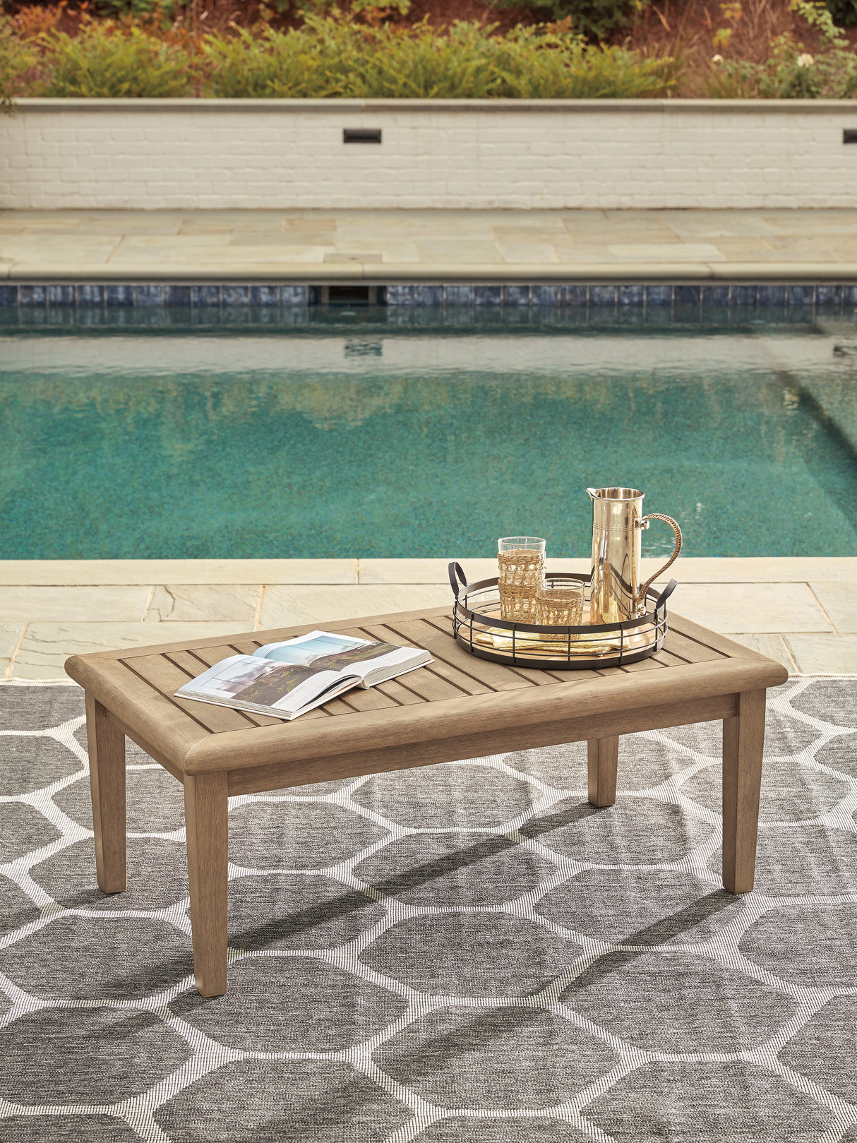 Clare View Outdoor Sofa with Coffee Table in Beige from Ashley Furniture - Luna Furniture