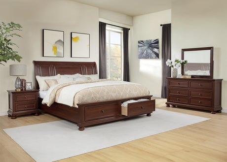 Claribelle Cherry Storage Sleigh Bedroom Set from Crown Mark - Luna Furniture