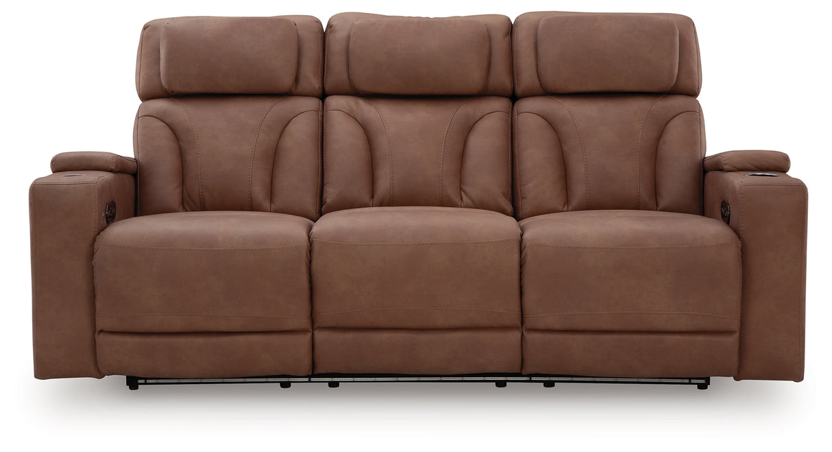 Clean-Slate Caramel Power Reclining Sofa from Ashley - Luna Furniture
