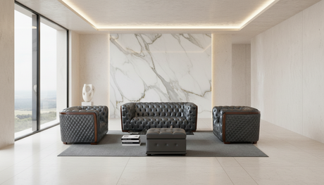 415 Gray Top-Grain Leather Loveseat from ESF Furniture - Luna Furniture