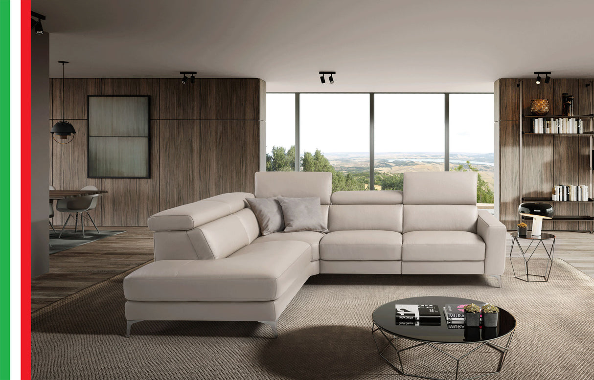 Point Light Beige Top-grain Leather Sectional from ESF Furniture - Luna Furniture