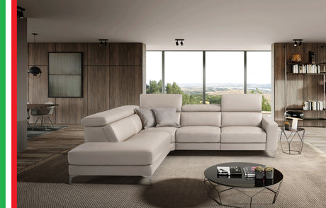Point Light Beige Top-grain Leather Sectional from ESF Furniture - Luna Furniture