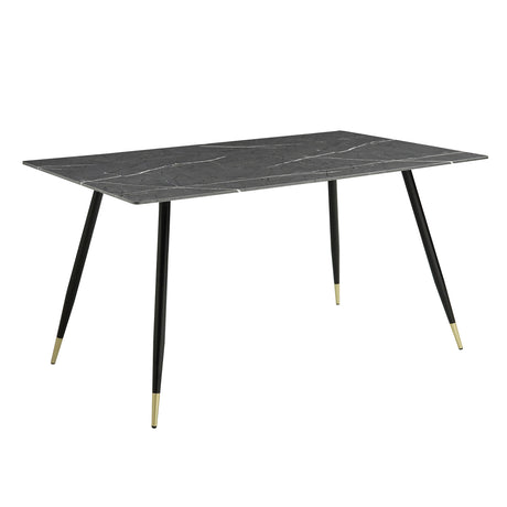 Clemente Gray 60" Marble-Print Tempered Glass-Top Dining Table from Homelegance - Luna Furniture