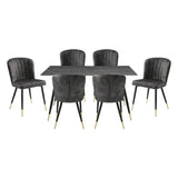 Clemente Gray 7-Piece 60" Marble-Print Tempered Glass-Top Dining Set from Homelegance - Luna Furniture