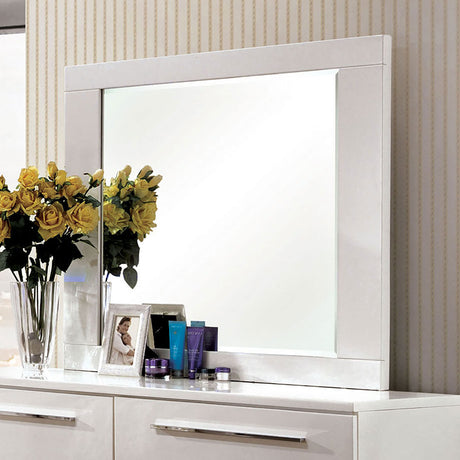Clementine Glossy White Mirror (Mirror Only) from Furniture of America - Luna Furniture