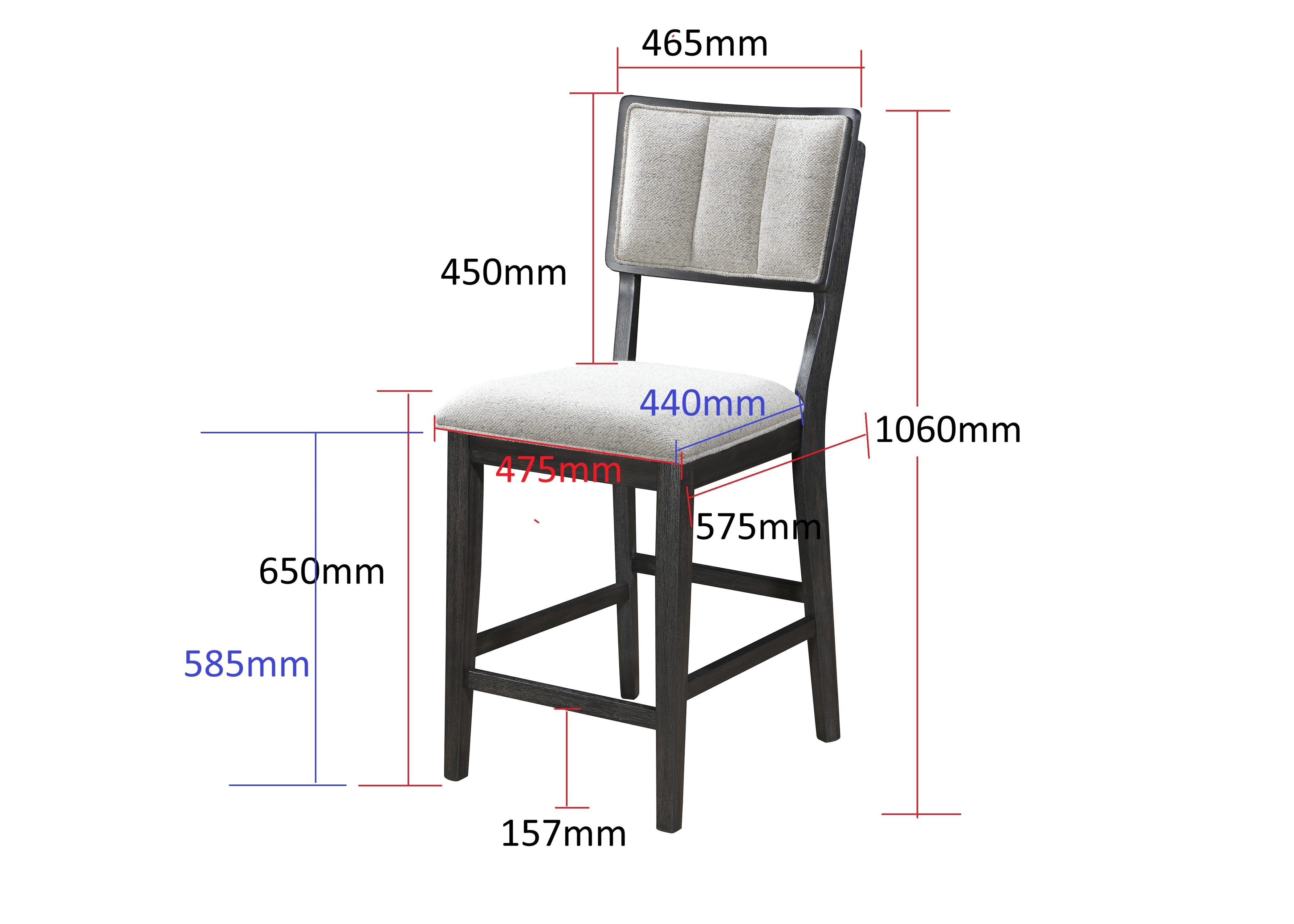 Cline Ctr Ht Chair-Light Grey, Set of 2 - Luna Furniture