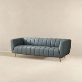 LaMattina Genuine Italian Blue Leather Channel Tufted Sofa from Ashcroft Furniture - Luna Furniture
