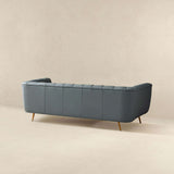 LaMattina Genuine Italian Blue Leather Channel Tufted Sofa from Ashcroft Furniture - Luna Furniture