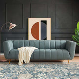 LaMattina Genuine Italian Blue Leather Channel Tufted Sofa from Ashcroft Furniture - Luna Furniture