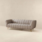 LaMattina Gray Genuine Leather Channel Tufted Sofa from Ashcroft Furniture - Luna Furniture