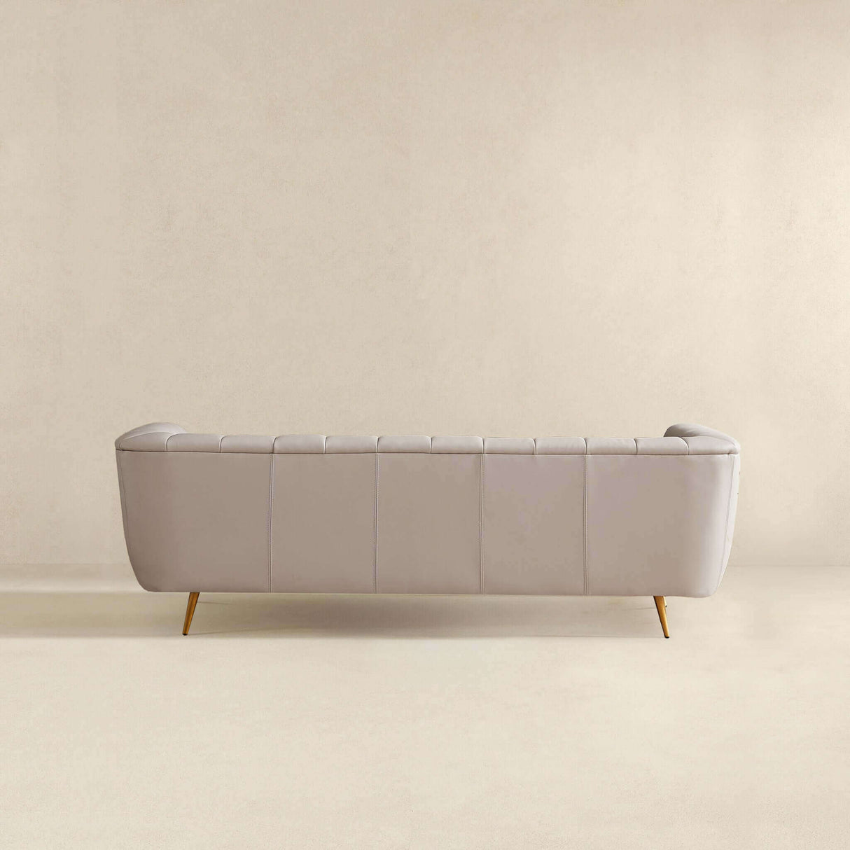 LaMattina Gray Genuine Leather Channel Tufted Sofa from Ashcroft Furniture - Luna Furniture