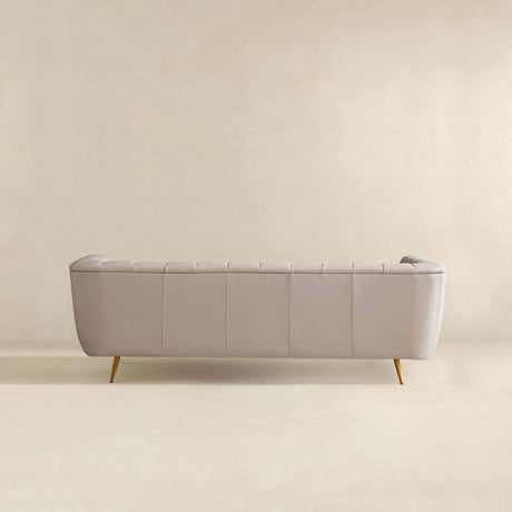 LaMattina Gray Genuine Leather Channel Tufted Sofa from Ashcroft Furniture - Luna Furniture