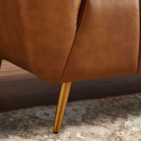 Ava Cognac Genuine Italian Leather Channel Tufted Sofa from Ashcroft Furniture - Luna Furniture