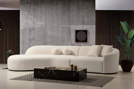 Cloe Ivory Boucle LAF Curved Sectional from Nova Furniture - Luna Furniture