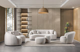 Cloe Ivory Velvet Round Ottoman from Nova Furniture - Luna Furniture
