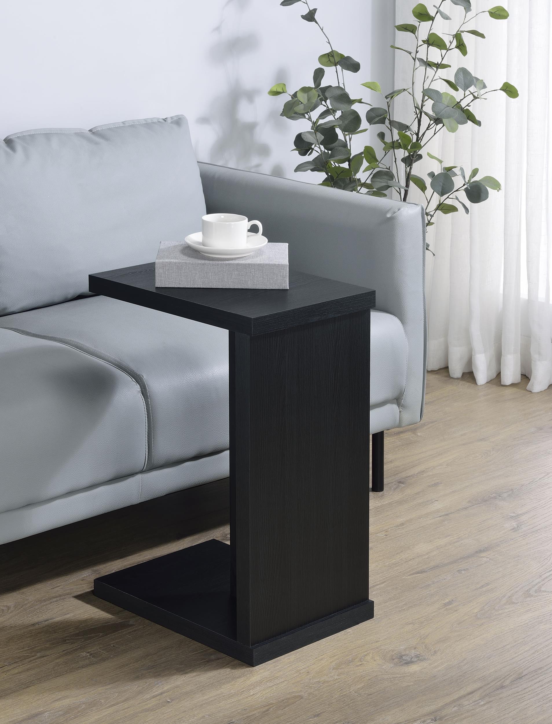 Clower Black Engineered Wood C-Shaped Sofa Side Table – Luna Furniture
