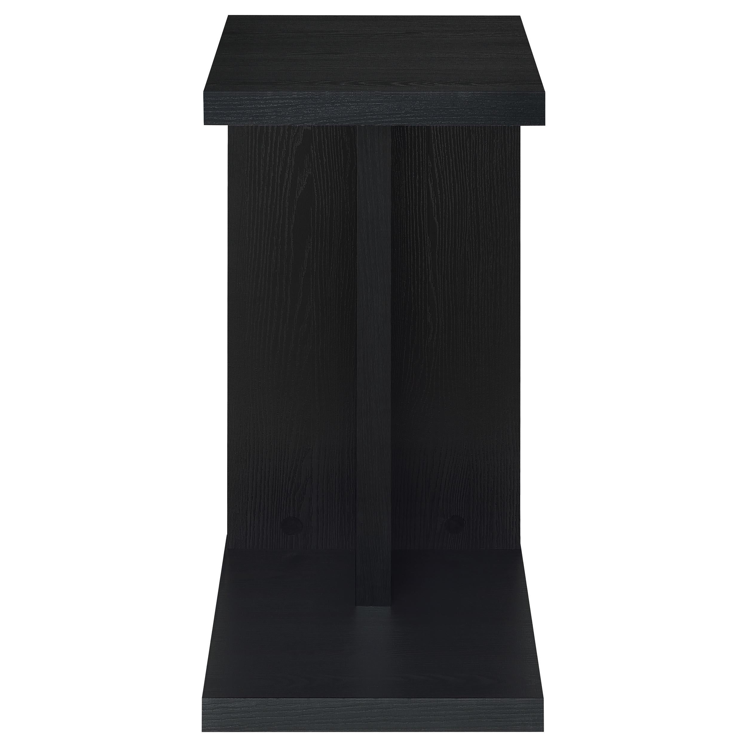 In the Woods...ブラックメタル　blackl Clower Black Engineered Wood C-Shaped Sofa Side Table – Luna Furniture