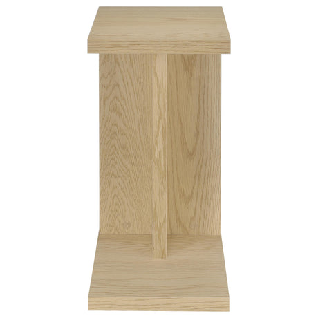 Clower Light Oak Engineered Wood C-Shaped Sofa Side Table from Coaster - Luna Furniture