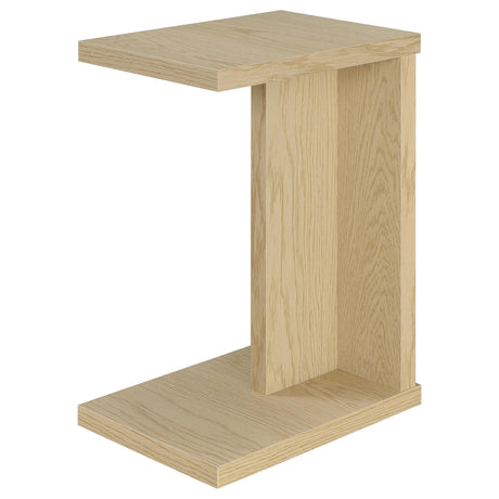 Clower Light Oak Engineered Wood C-Shaped Sofa Side Table from Coaster - Luna Furniture