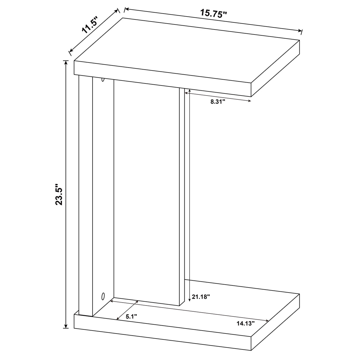 Clower Light Oak Engineered Wood C-Shaped Sofa Side Table from Coaster - Luna Furniture