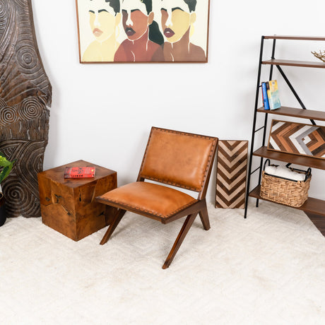 Colin Tan Leather Lounge Chair from Ashcroft Furniture - Luna Furniture