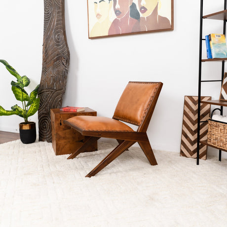 Colin Tan Leather Lounge Chair from Ashcroft Furniture - Luna Furniture