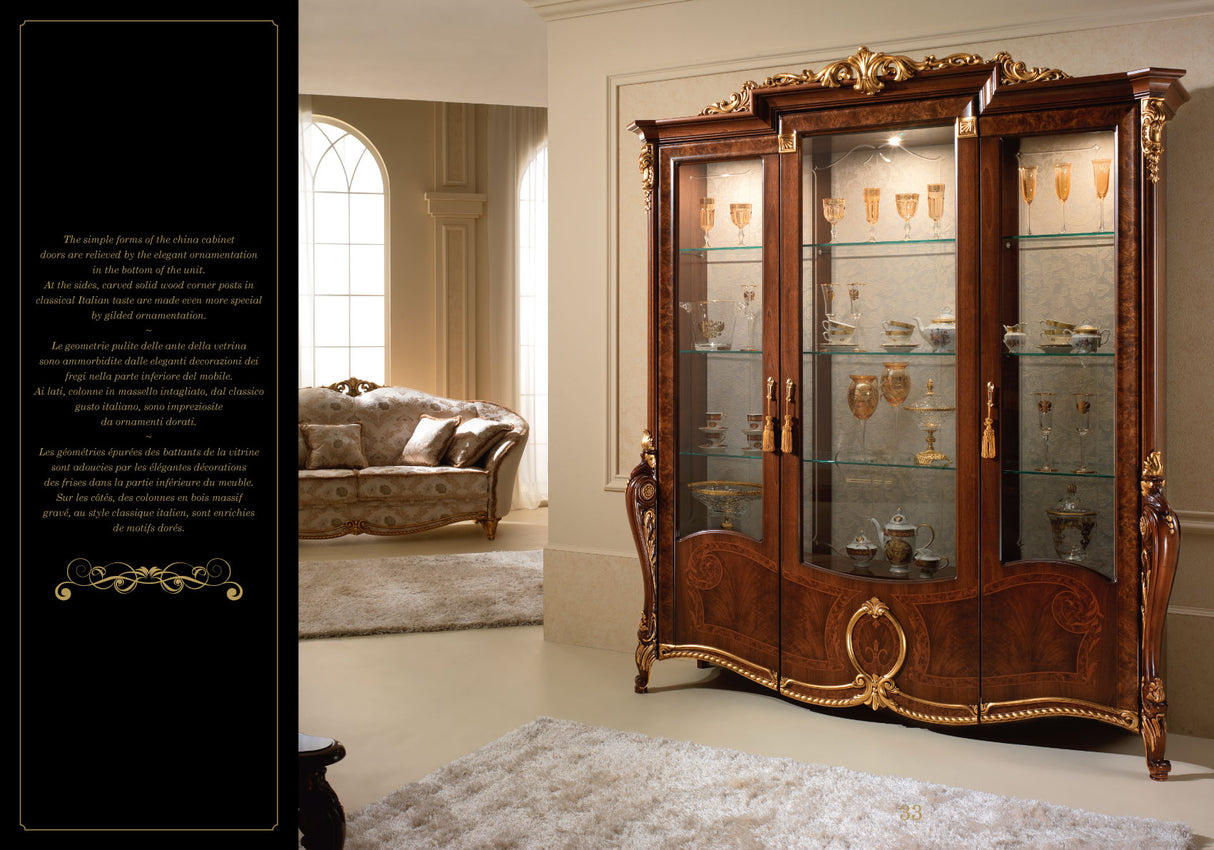 Donatello 3-Door China w/Glass Back Panel from ESF Furniture - Luna Furniture