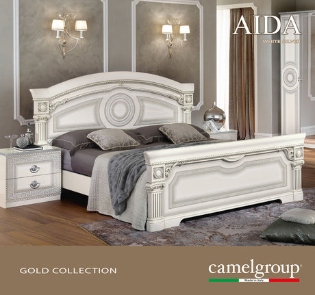 Aida White/Silver King Bed from ESF Furniture - Luna Furniture