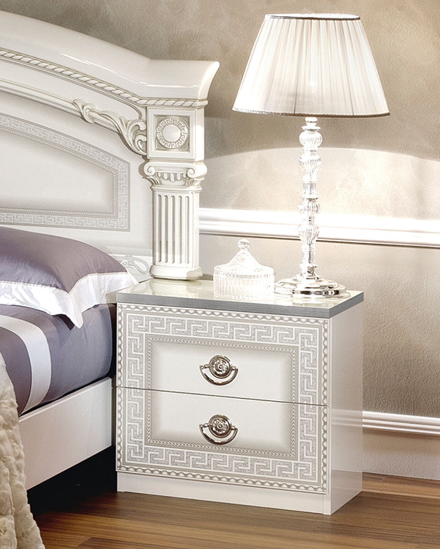 Aida White w/Silver Nightstand from ESF Furniture - Luna Furniture
