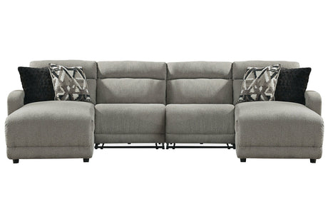 Colleyville Stone 4-Piece Power Reclining Sectional with Chaise from Ashley - Luna Furniture