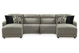 Colleyville Stone 4-Piece Power Reclining Sectional with Chaise from Ashley - Luna Furniture