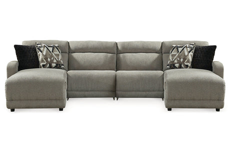 Colleyville Stone 4-Piece Power Reclining Sectional with Chaise from Ashley - Luna Furniture
