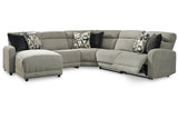 Colleyville Stone 5-Piece Power Reclining Sectional with Chaise from Ashley - Luna Furniture