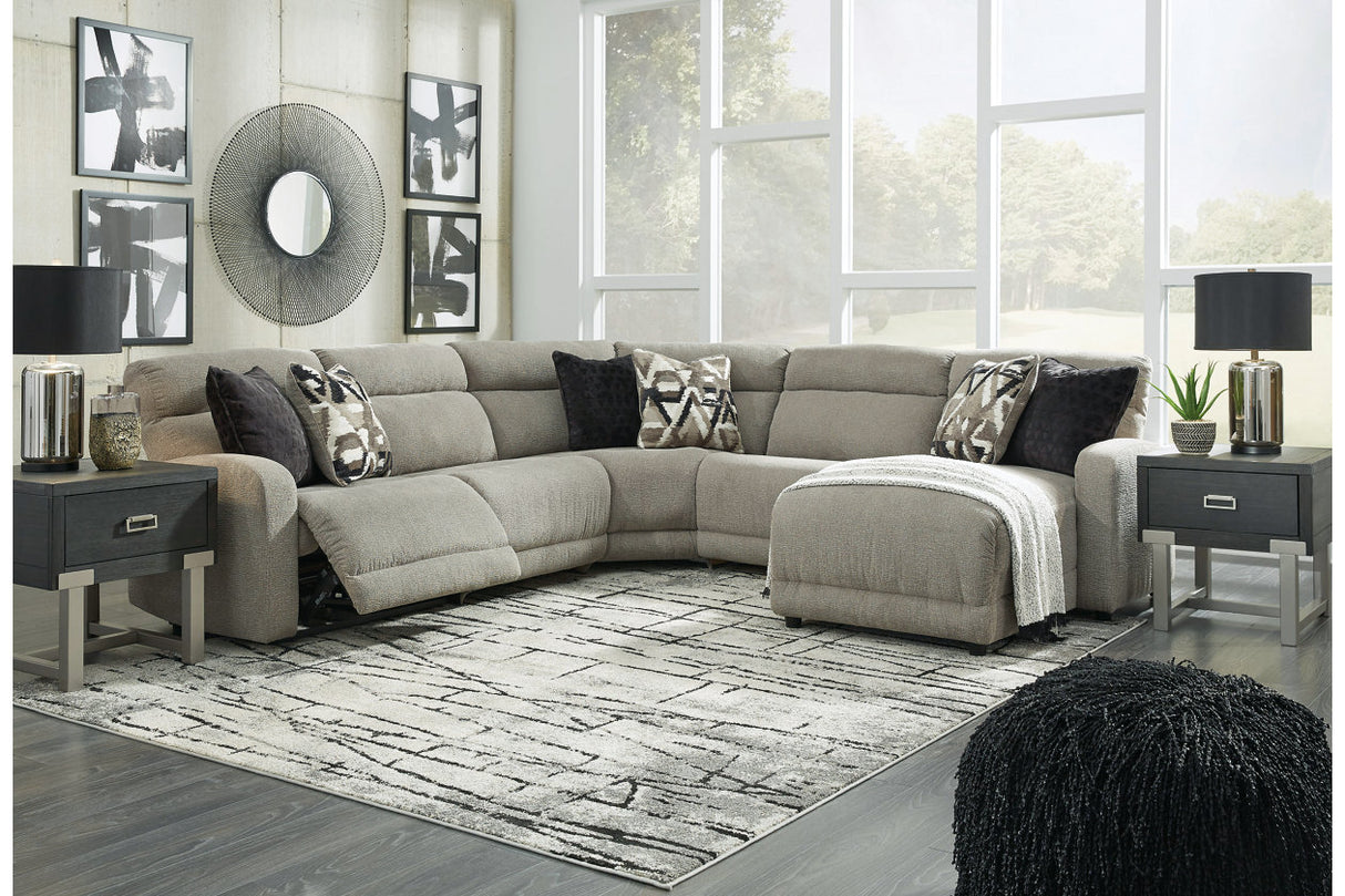 Colleyville Stone 5-Piece Power Reclining Sectional with Chaise from Ashley - Luna Furniture