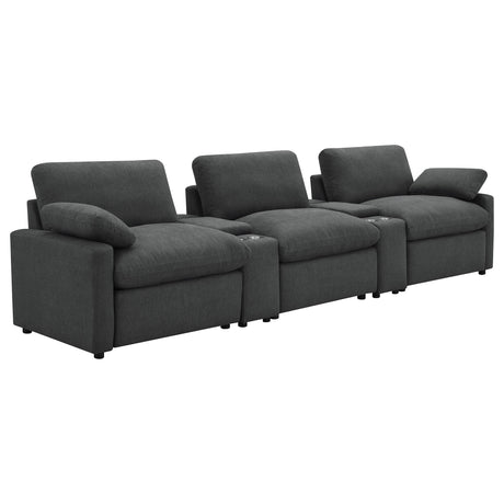 Collins Dark Gray 5-Piece Power Reclining Home Theater Seating from Coaster - Luna Furniture