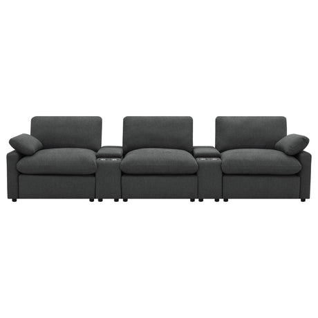Collins Dark Gray 5-Piece Power Reclining Home Theater Seating from Coaster - Luna Furniture