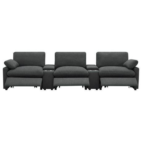 Collins Dark Gray 5-Piece Power Reclining Home Theater Seating from Coaster - Luna Furniture
