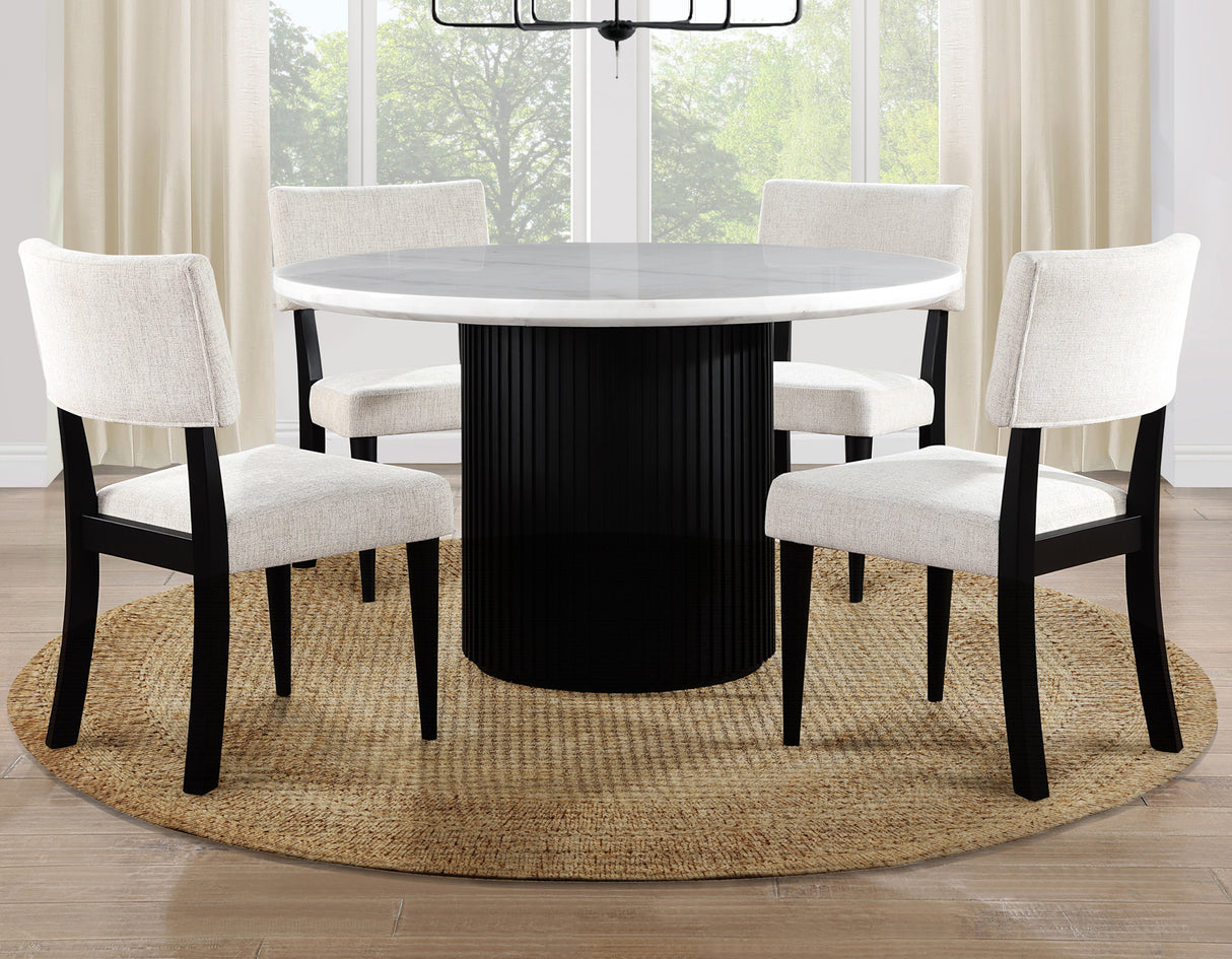 Colvin Black/White Round Marble Top Dining Room Set from Steve Silver - Luna Furniture