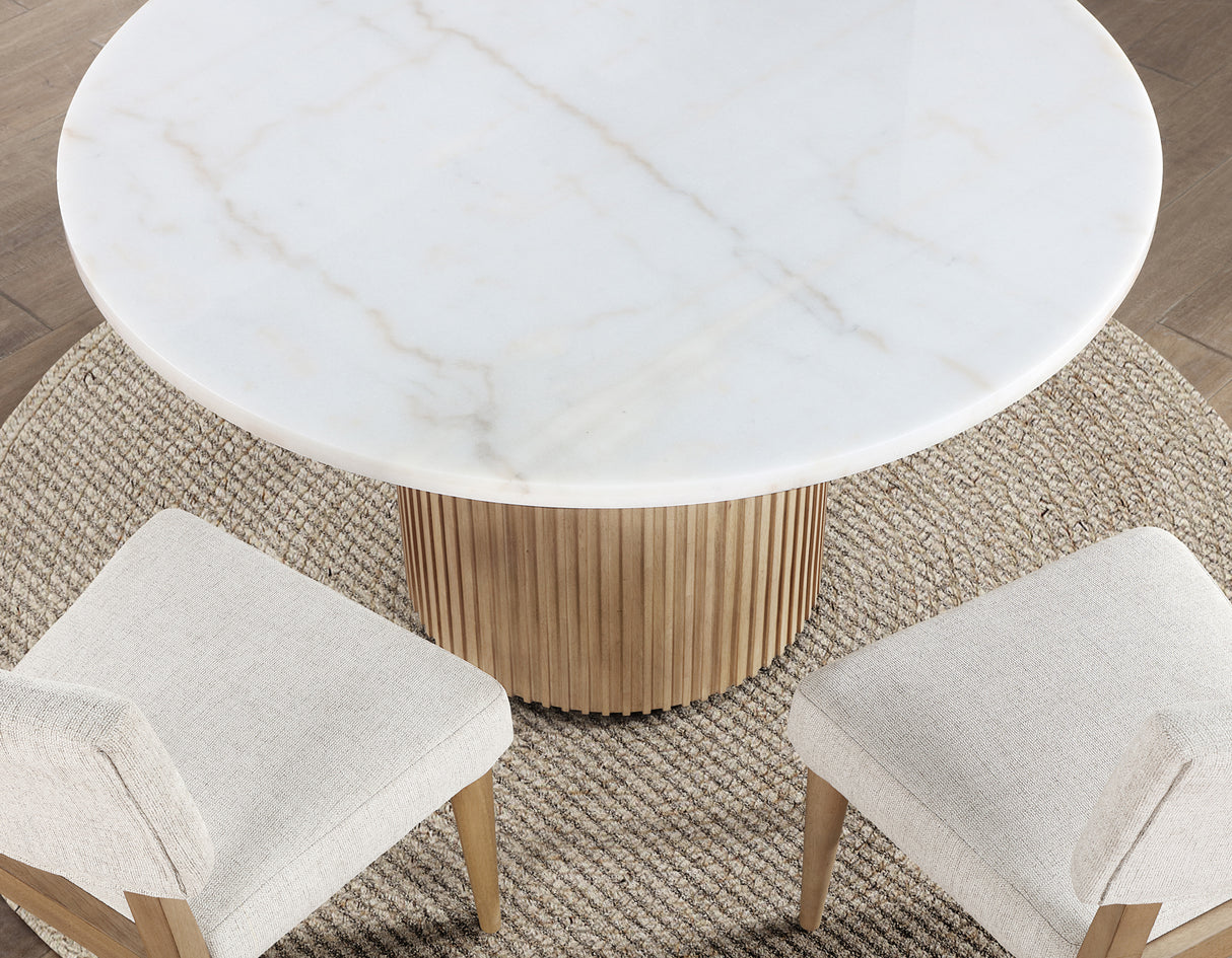 Colvin Toffee/White Round Marble Top Dining Room Set from Steve Silver - Luna Furniture