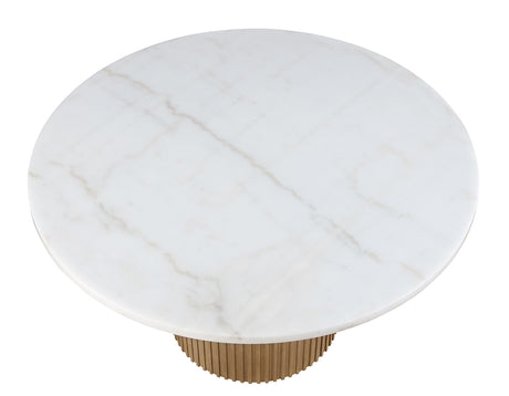 Colvin Toffee 52″ Round White Marble Top Dining Table from Steve Silver - Luna Furniture